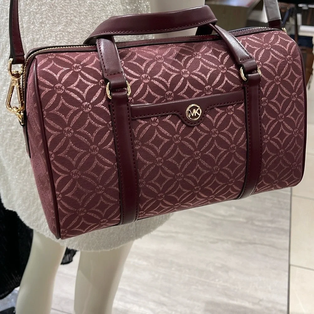 MICHAEL KORS JST TRAVEL MEDIUM DUFFLE SATCHEL SHOULDER CROSSBODY BAG MK OXBLOOD - Picture 8 of 16